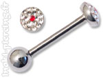 Barbell de langue Crystal Chic pois Rouge