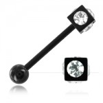 Barbell acier noir d� multi strass