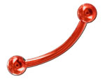 Micro barbell acier rouge courbe avec boules