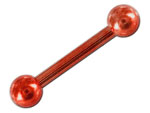 Micro barbell acier rouge droit avec boules