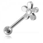 Micro barbell arcade acier Fleur et strass