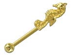 Micro barbell plaqu� or 18 carats arcade Hippocampe