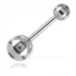 Piercing banane de nombril titane avec boules