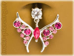 Banane nombril acier Papillon et Strass