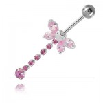 Piercing banane de nombril acier Papillon Coeur