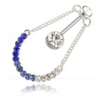 Piercing banane de nombril acier Blue Swing strass