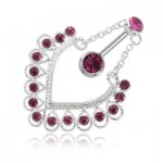 Piercing banane de nombril acier Coeur pendant et strass