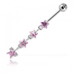 Piercing banane de nombril argent articul�e 4 �toiles