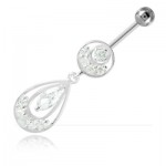 Piercing banane de nombril argent articul�e Goutte Marquise