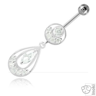 Banane de nombril argent articulée Goutte Marquise Banane de nombril argent articulée Goutte Marquise