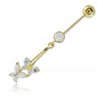 Piercing banane de nombril or 14 carats Swarovski mini Papillons