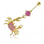 Banane de nombril plaqu� or articul�e Crabe