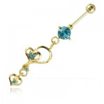Banane de nombril plaqu� or Double Coeur