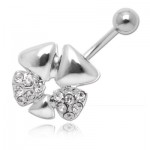 Banane nombril acier Fleur avec strass