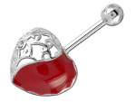 Piercing banane de nombril acier Coeur Arabesques