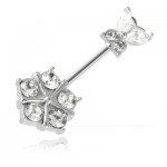 Banane de nombril acier Fleur Papillon passthru