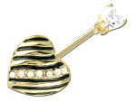 Piercing banane de nombril Gold PVD Double Coeur