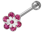 Banane de nombril argent Fleur