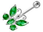 Piercing banane de nombril argent Papillon