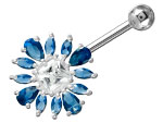 Banane de nombril argent Fleur