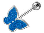 Banane de nombril argent Papillon multistrass