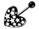 Banane de nombril acier noir �toiles et Coeur