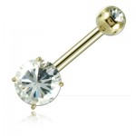 Piercing banane de nombril or 14 carats Zirconium rond 7mm