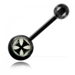 Piercing banane de nombril acier noir Croix de Malte
