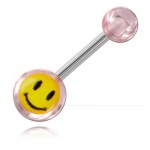 Piercing banane de nombril boules acrylique Smiley