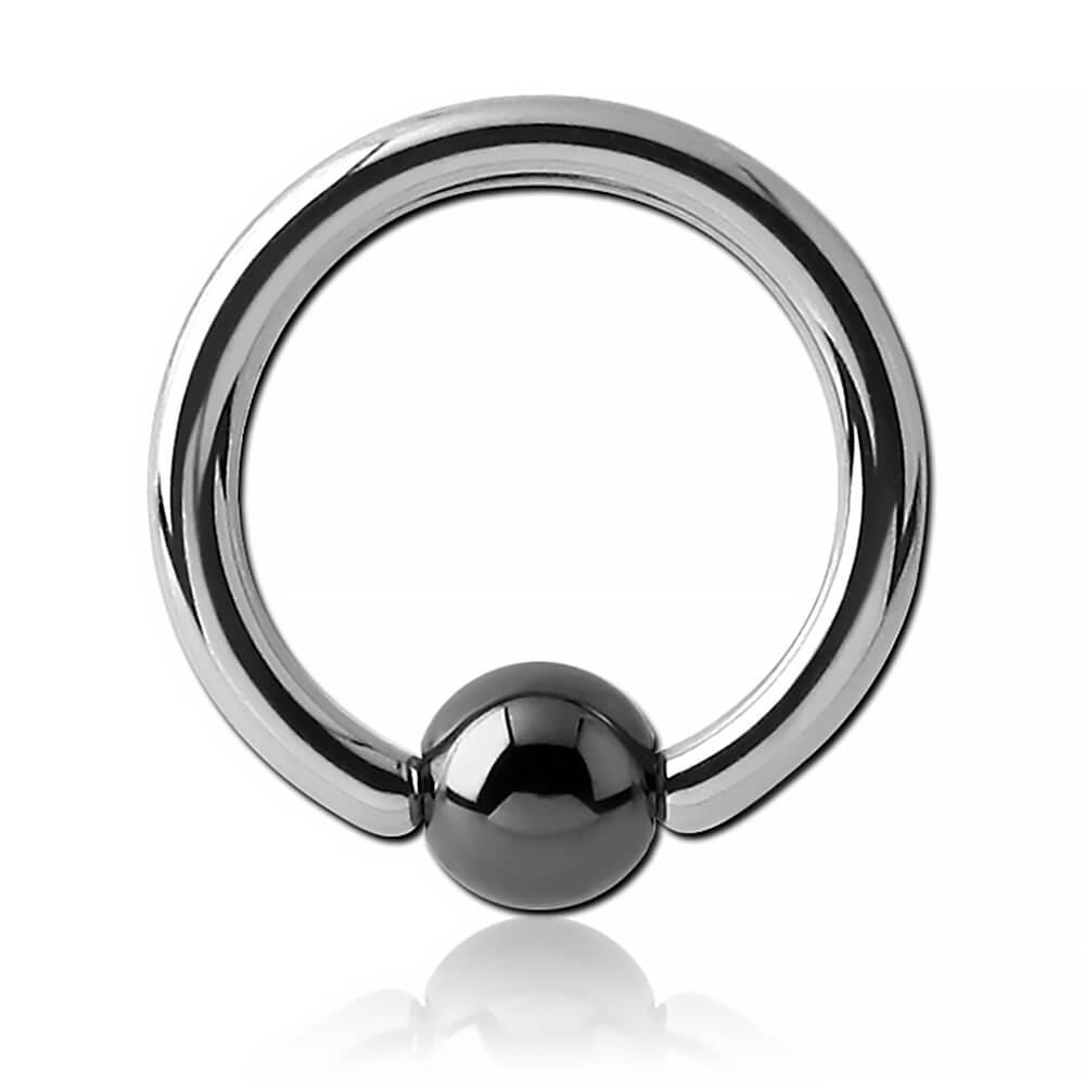Anneau acier avec boule pierre Hématite