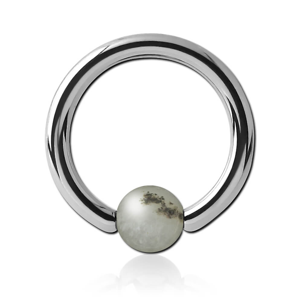 Anneau acier avec boule pierre Amazonite