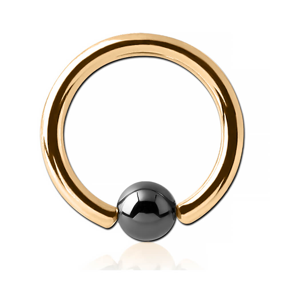 Anneau plaqué or 18k avec boule pierre Hématite