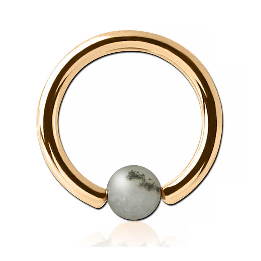 Anneau plaqué or 18k avec boule pierre Amazonite