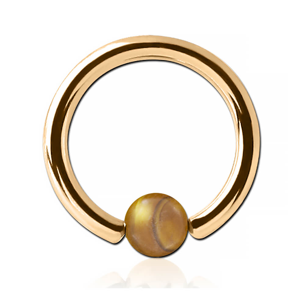 Anneau Boule En Acier Avec Pierre Jaspe Red Network - Jonc 2,5 Mm, Diamètre 22 Mm, Boule 6 Mm