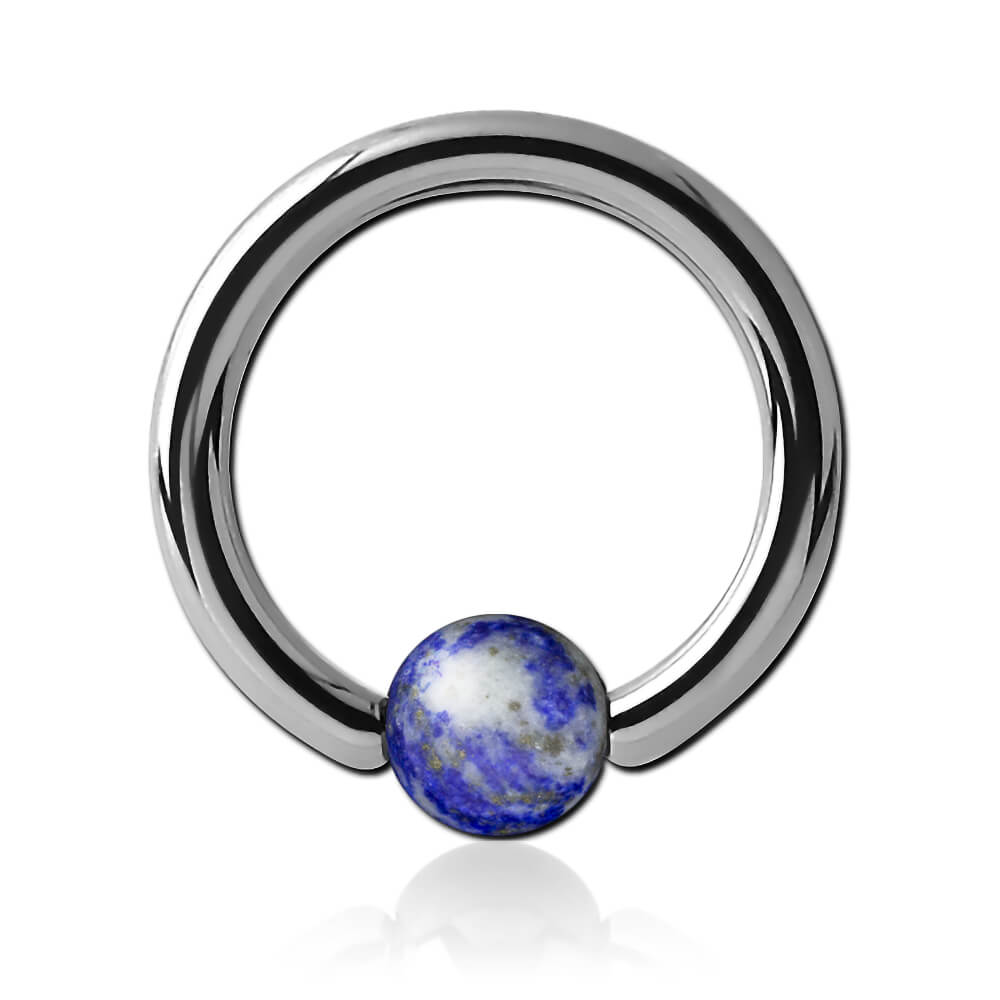 Anneau titane avec boule pierre Lapis Lazuli