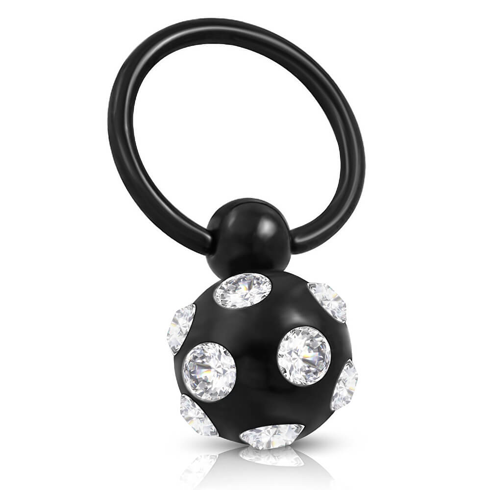 Anneau acier noir Disco Ball