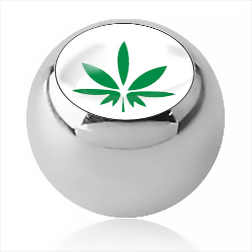 Boule acier logo Cannabis fond blanc pour 1.2mm