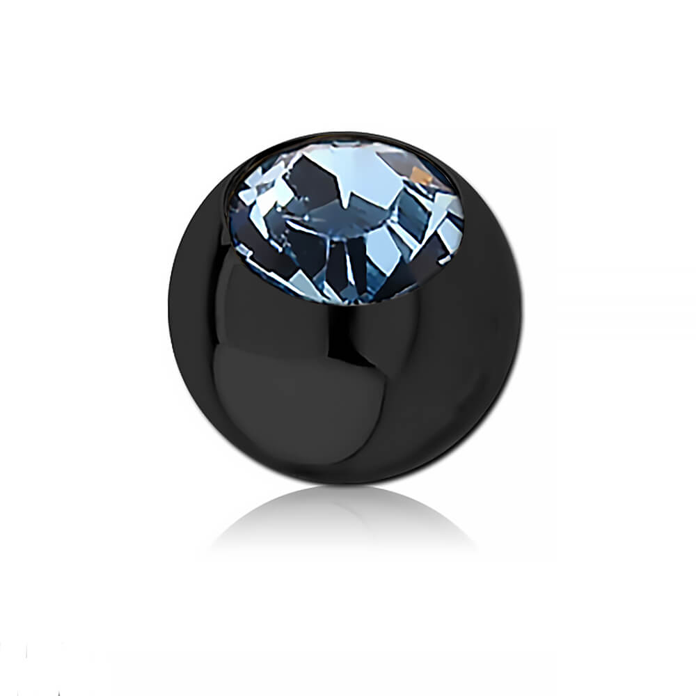 Boule acier noir strass pour 1.6mm