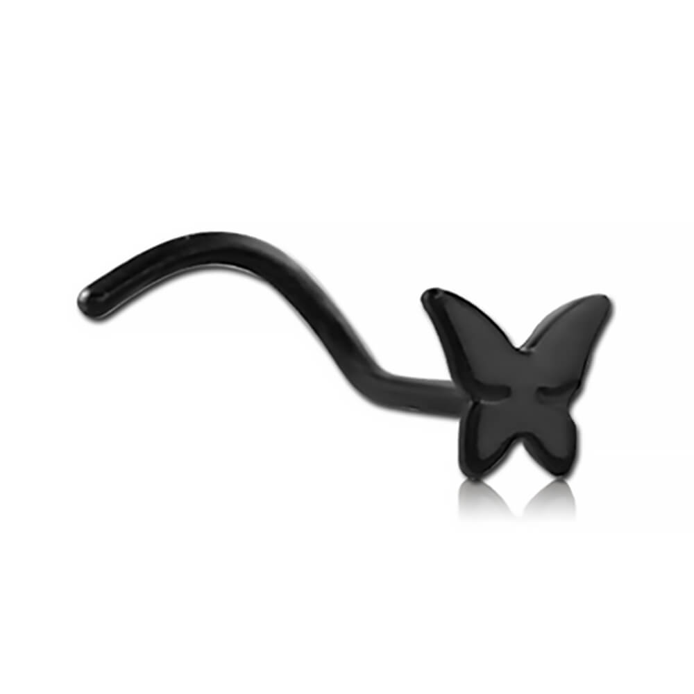 Stud de nez acier noir Papillon