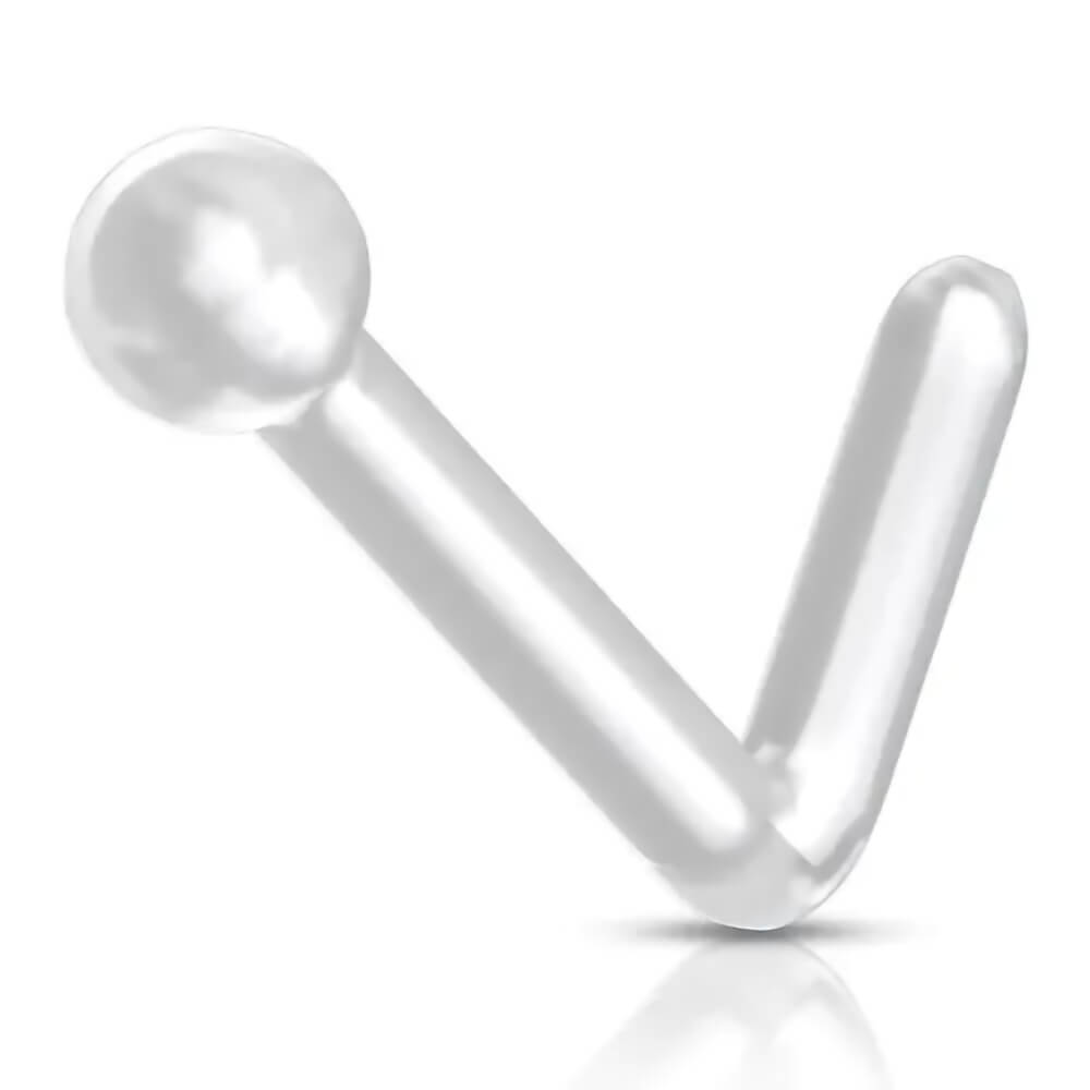 Stud de nez en L Biosafe transparent avec boule 2mm