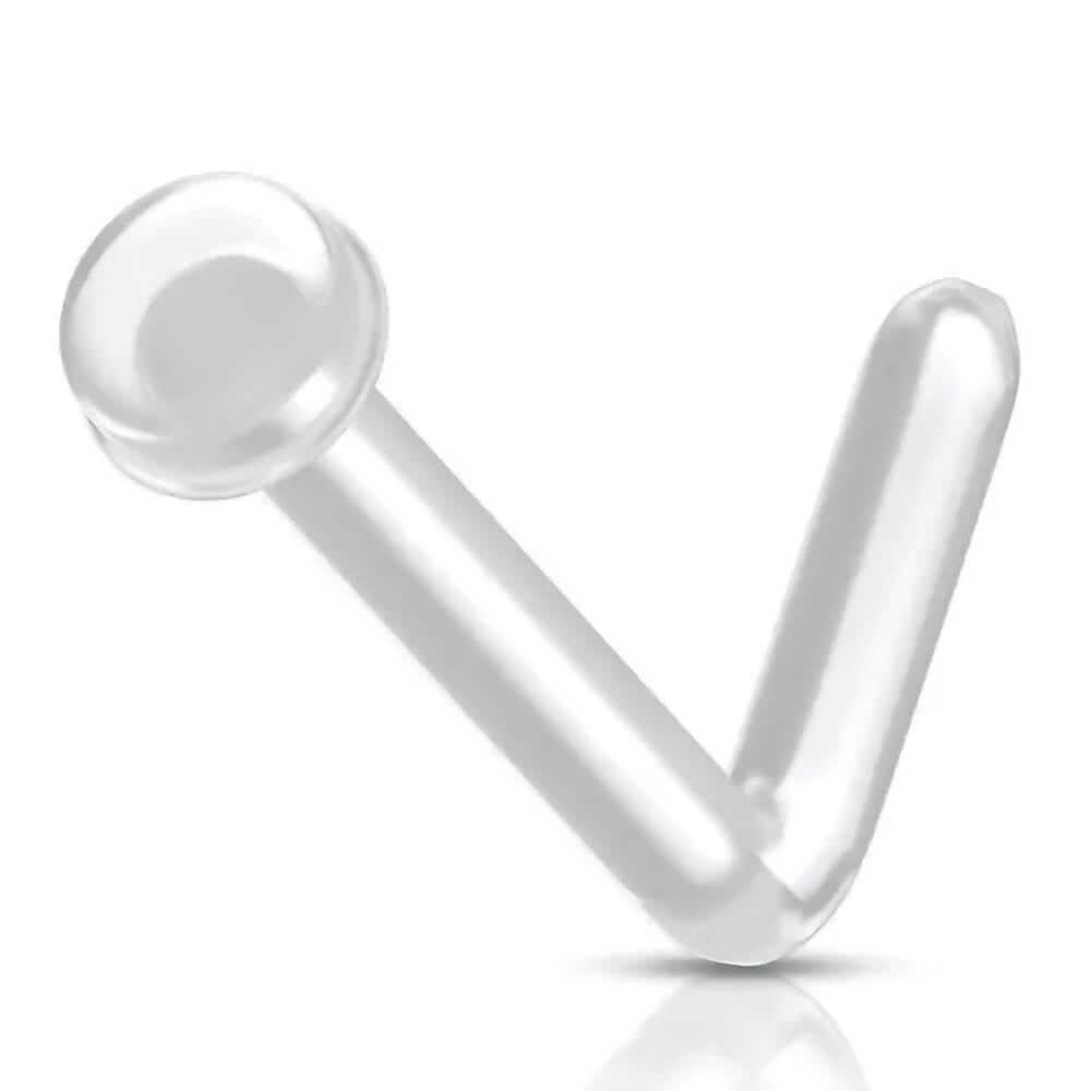 Stud de nez en L Biosafe transparent avec disque 2mm pour piercing invisible