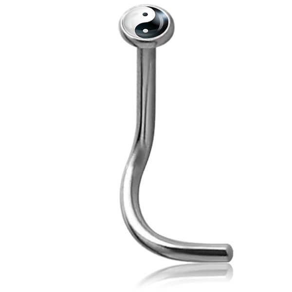 Stud de nez acier logo Yin Yang