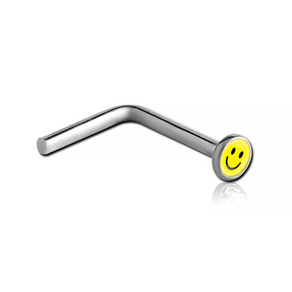 Stud de nez acier en L logo Smile