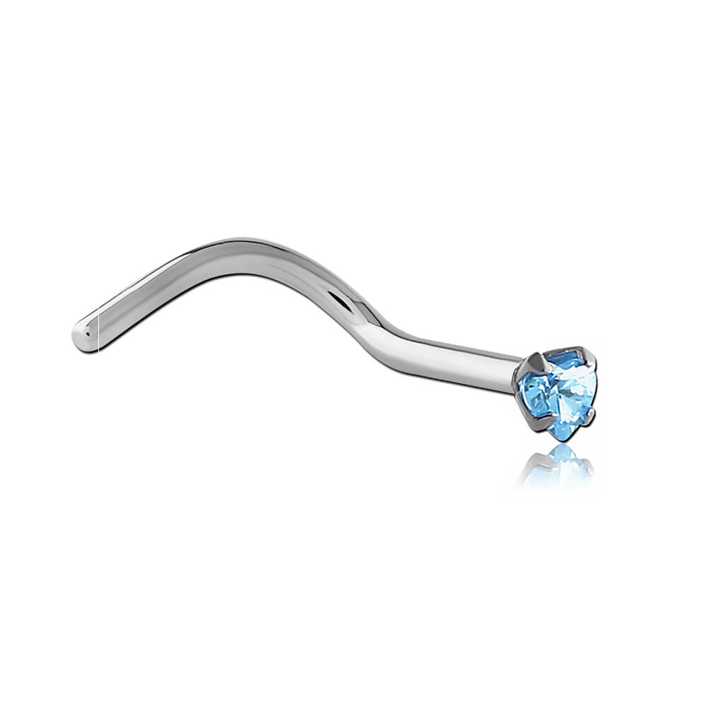 Stud de nez acier cristal de Swarovski griffé Coeur