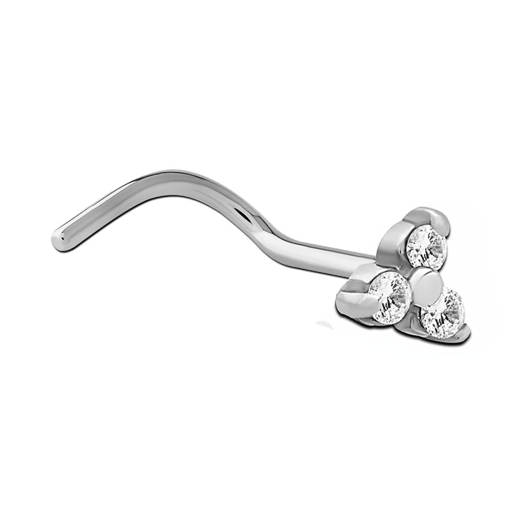 Stud de nez acier triple cristal de Swarovski griffé