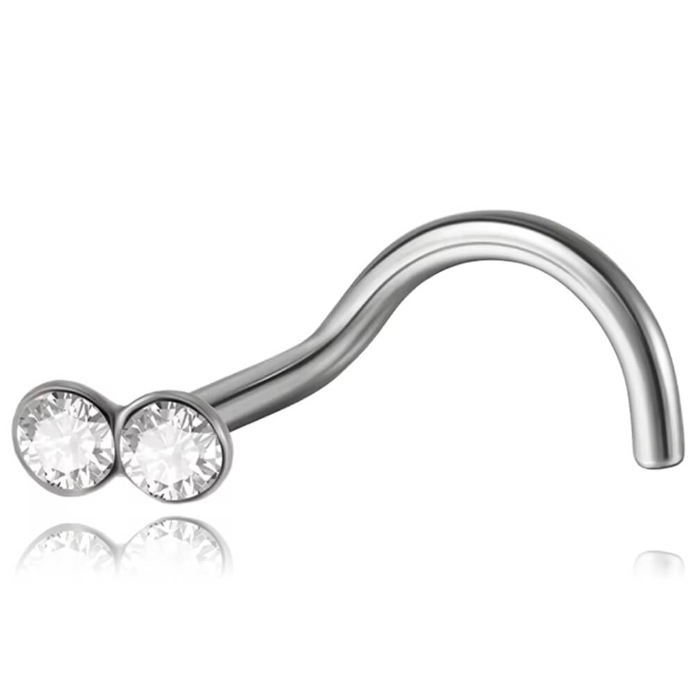 Stud de nez acier Double Cristal