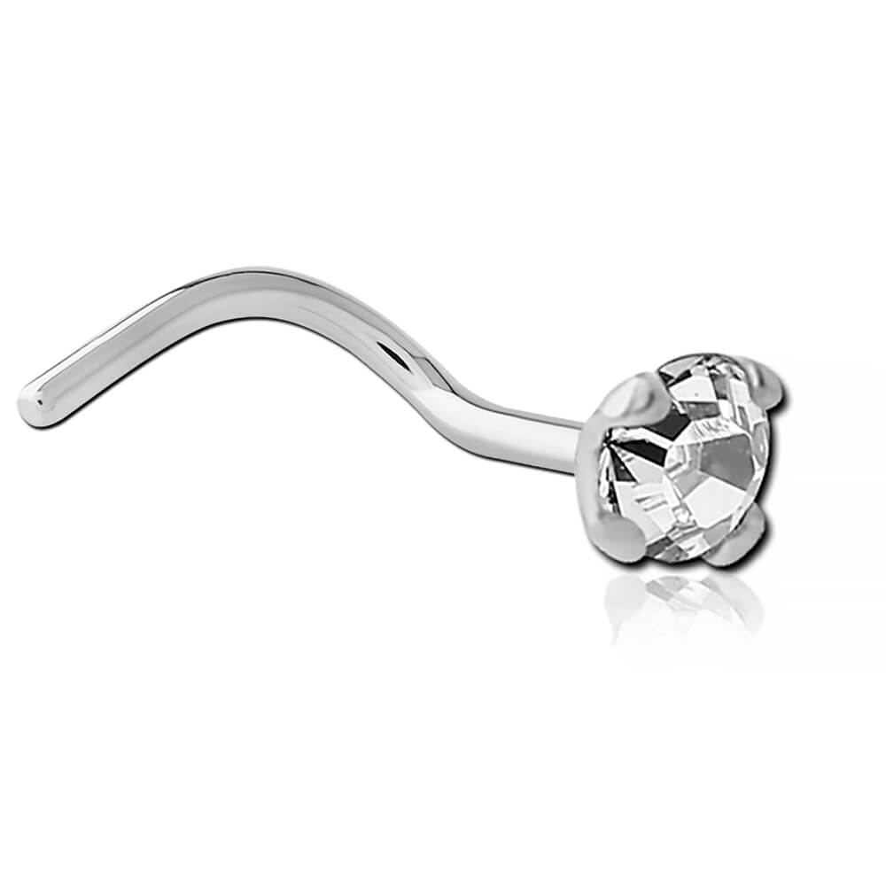 Stud de nez acier avec cristal rond 3mm