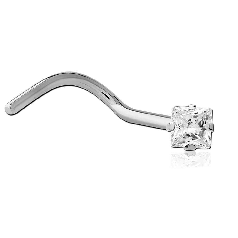 Stud de nez acier avec cristal carré 2mm