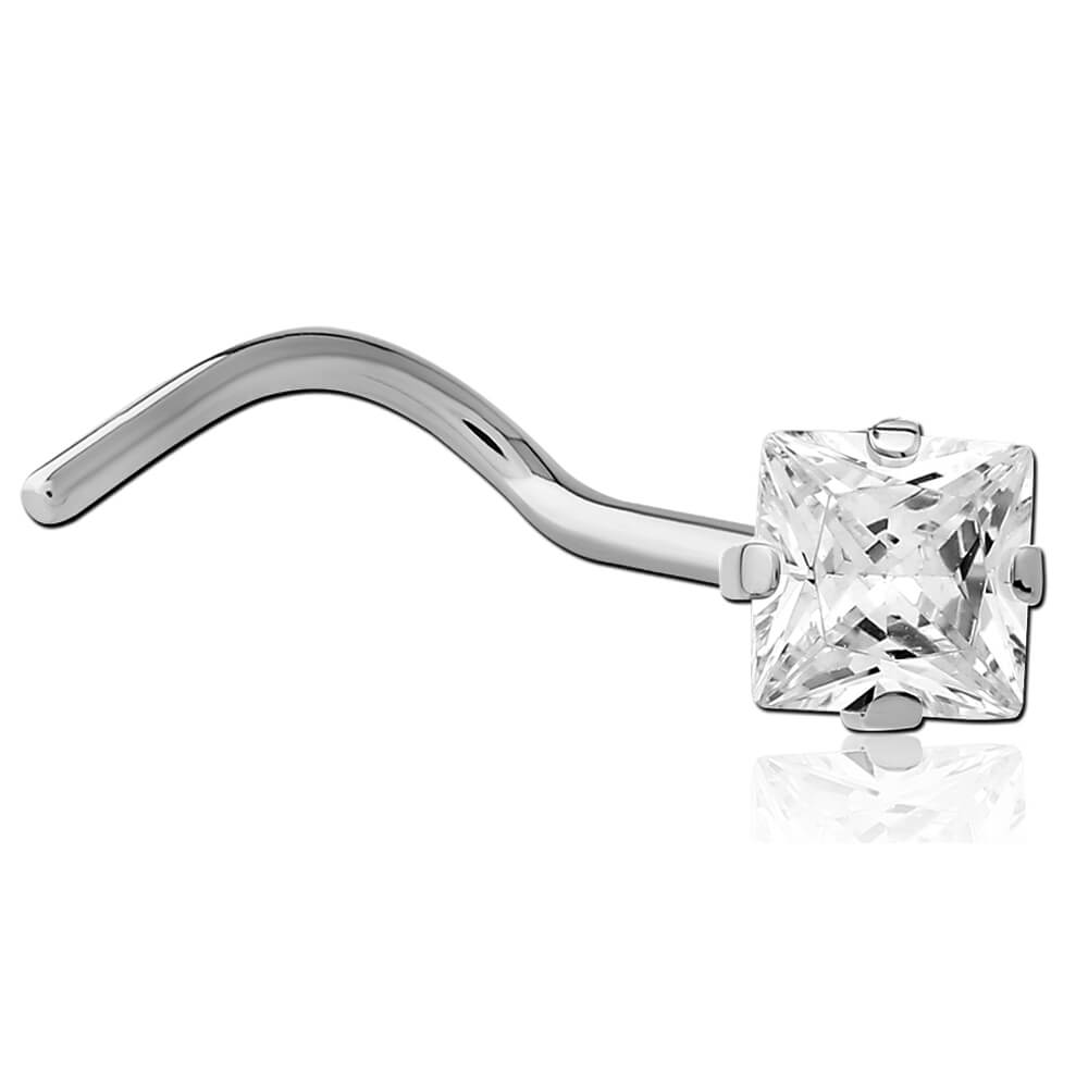 Stud de nez acier avec cristal carré 3mm