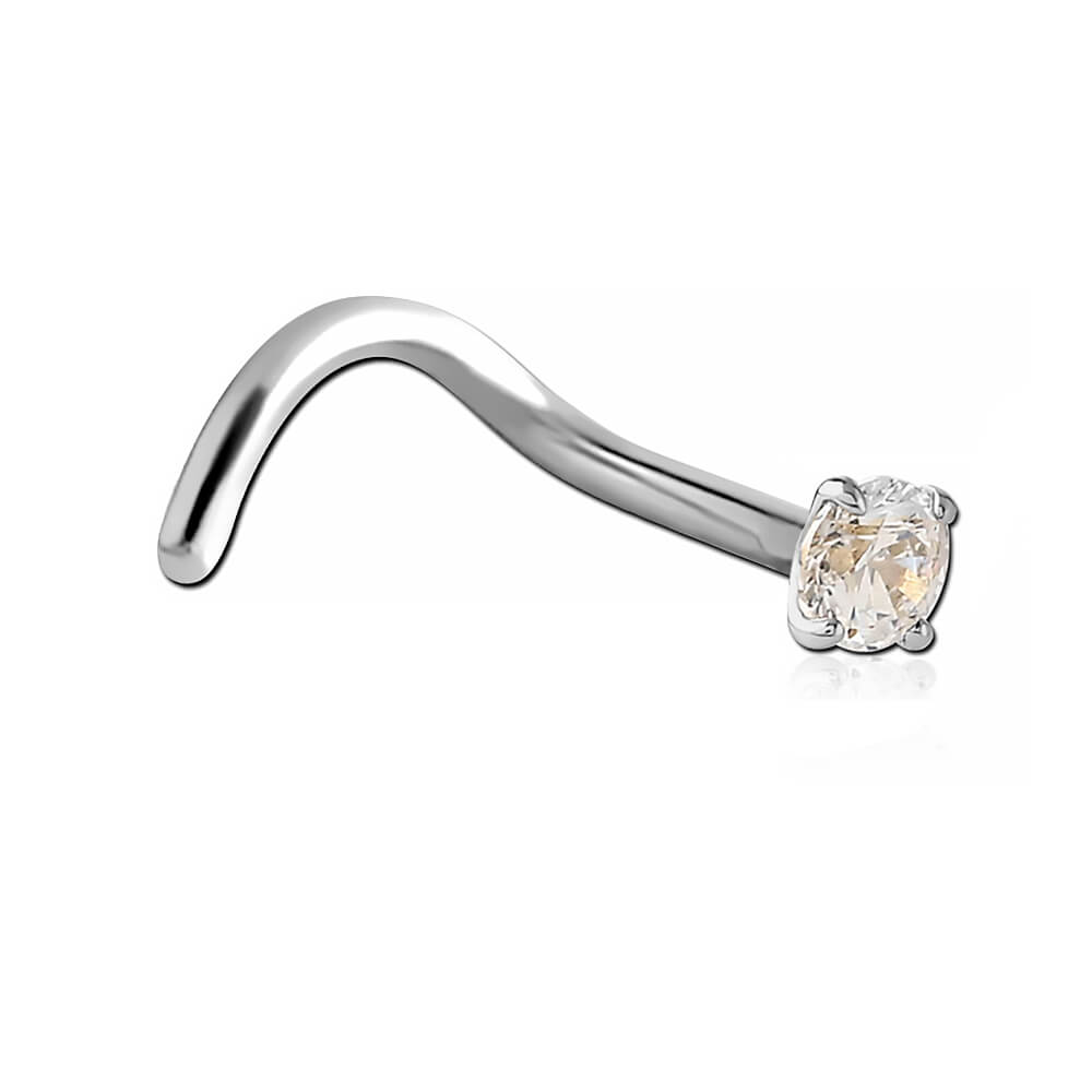 Stud de nez acier avec Zirconium rond 3mm